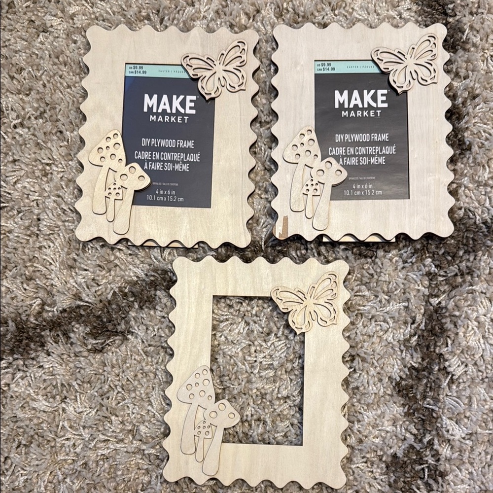 🌻 Bundle of 3 Flawed but Fabulous DIY Plywood Photo Frames